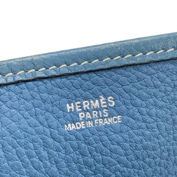 Auth HERMES Evelyne II PM - Blue Jean Taurillon Clemence Square H Shoulder Bag - Picture 7 of 16